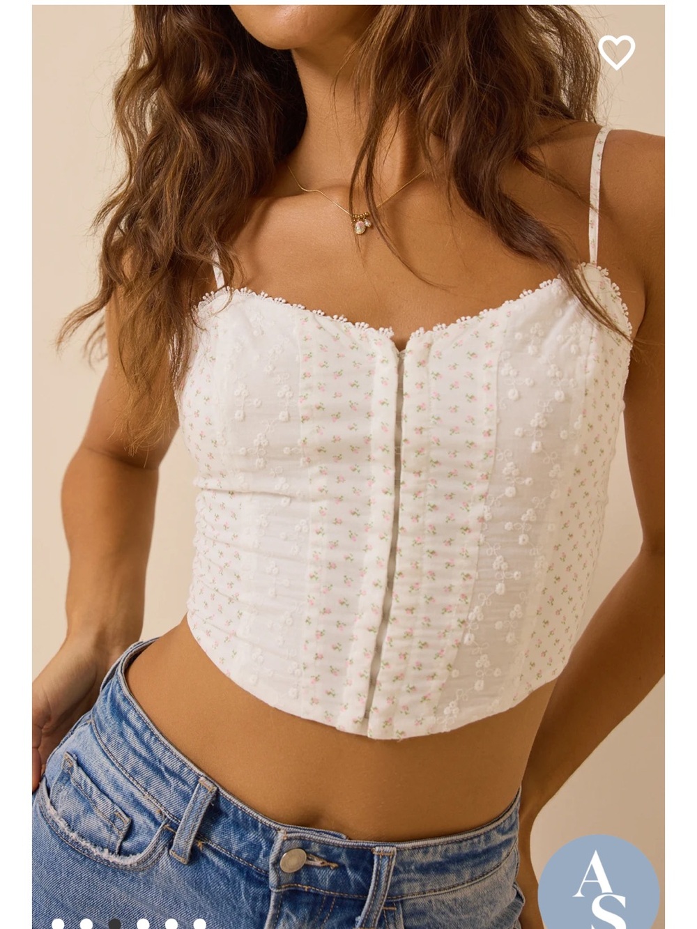 Camila Floral Corset Tank Altar'd State Size Large white pink floral lace